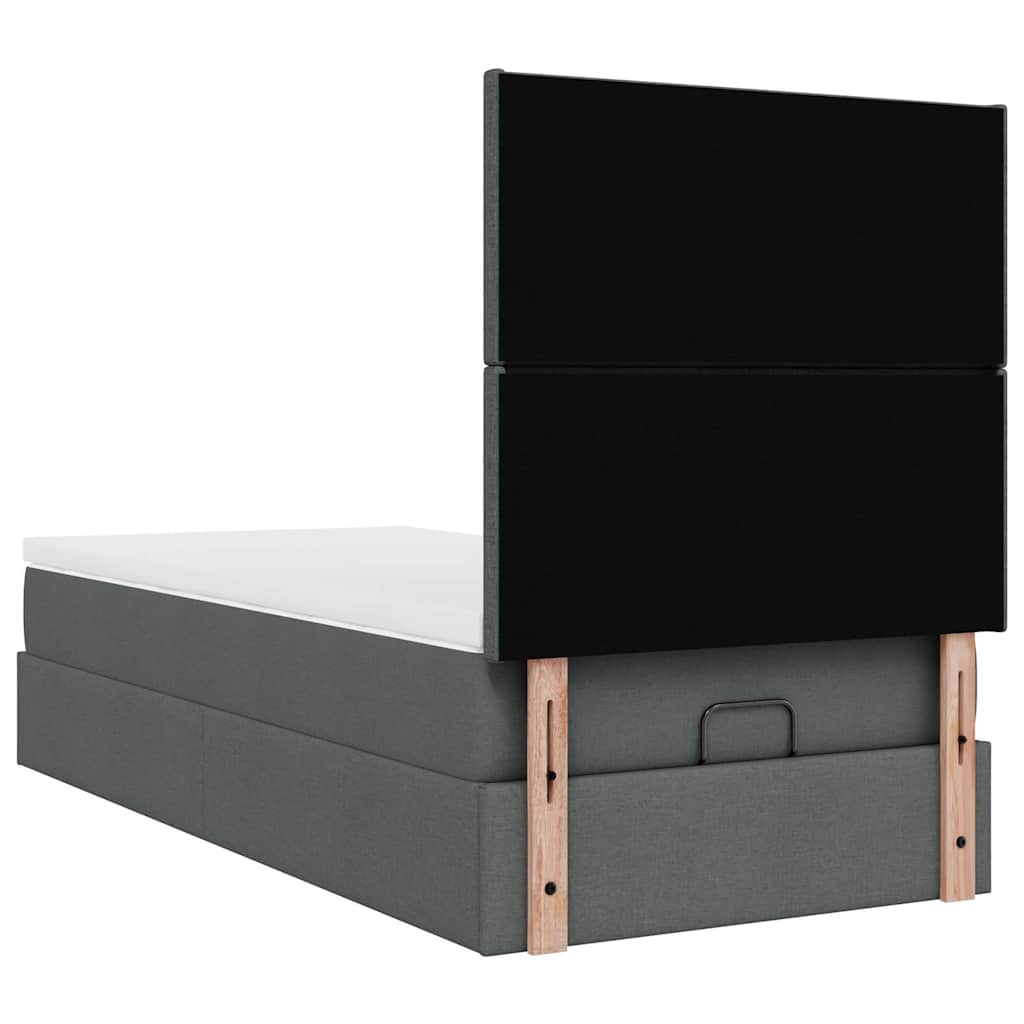 Pouf Letto con Materasso Grigio Scuro 90x200 cm in Tessuto | homemem39