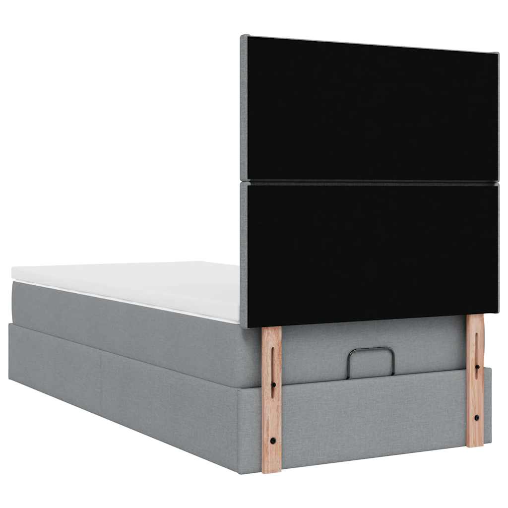 Pouf Letto con Materasso Grigio Chiaro 100x200 cm in Tessuto | homemem39