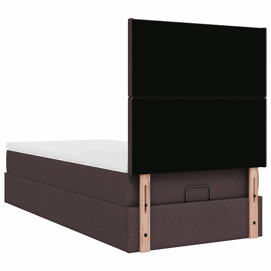 Pouf Letto con Materasso Marrone Scuro 100x200 cm in Tessuto | homemem39
