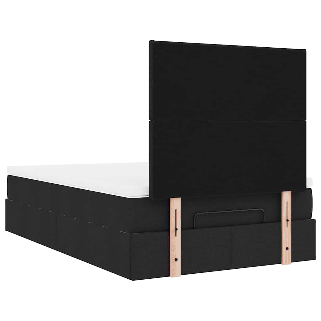 Struttura Letto Pouf con Materasso Nero 120x190 cm in Tessuto | homemem39