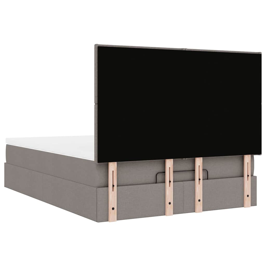 Struttura Letto Pouf con Materasso Tortora 140x190 cm Tessuto | homemem39
