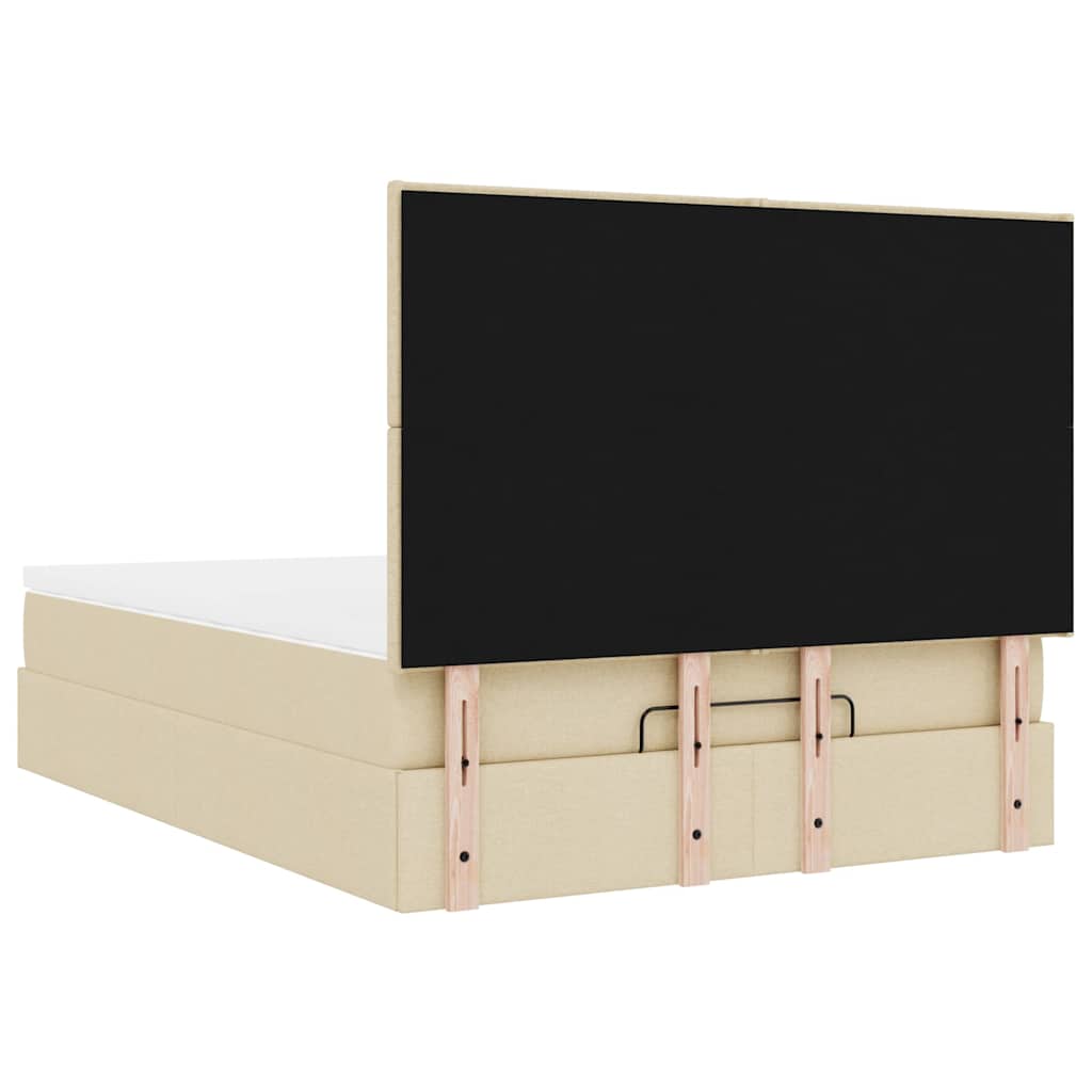 Struttura Letto Pouf con Materasso Crema 140x200 cm in Tessuto - homemem39