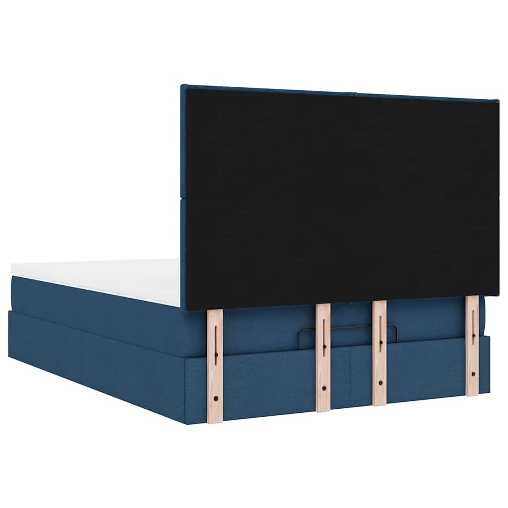 Struttura Letto Pouf con Materasso Blu 140x200cm in Tessuto | homemem39