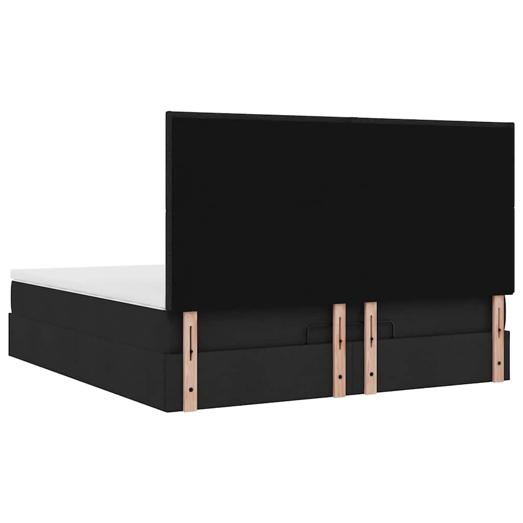 Struttura Letto Pouf con Materasso Nero 160x200 cm in Tessuto | homemem39