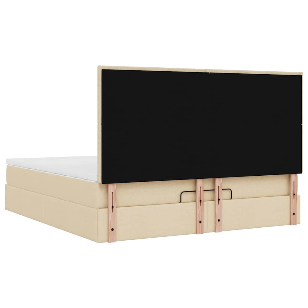 Struttura Letto Pouf con Materasso Crema 180x200 cm in Tessuto | homemem39