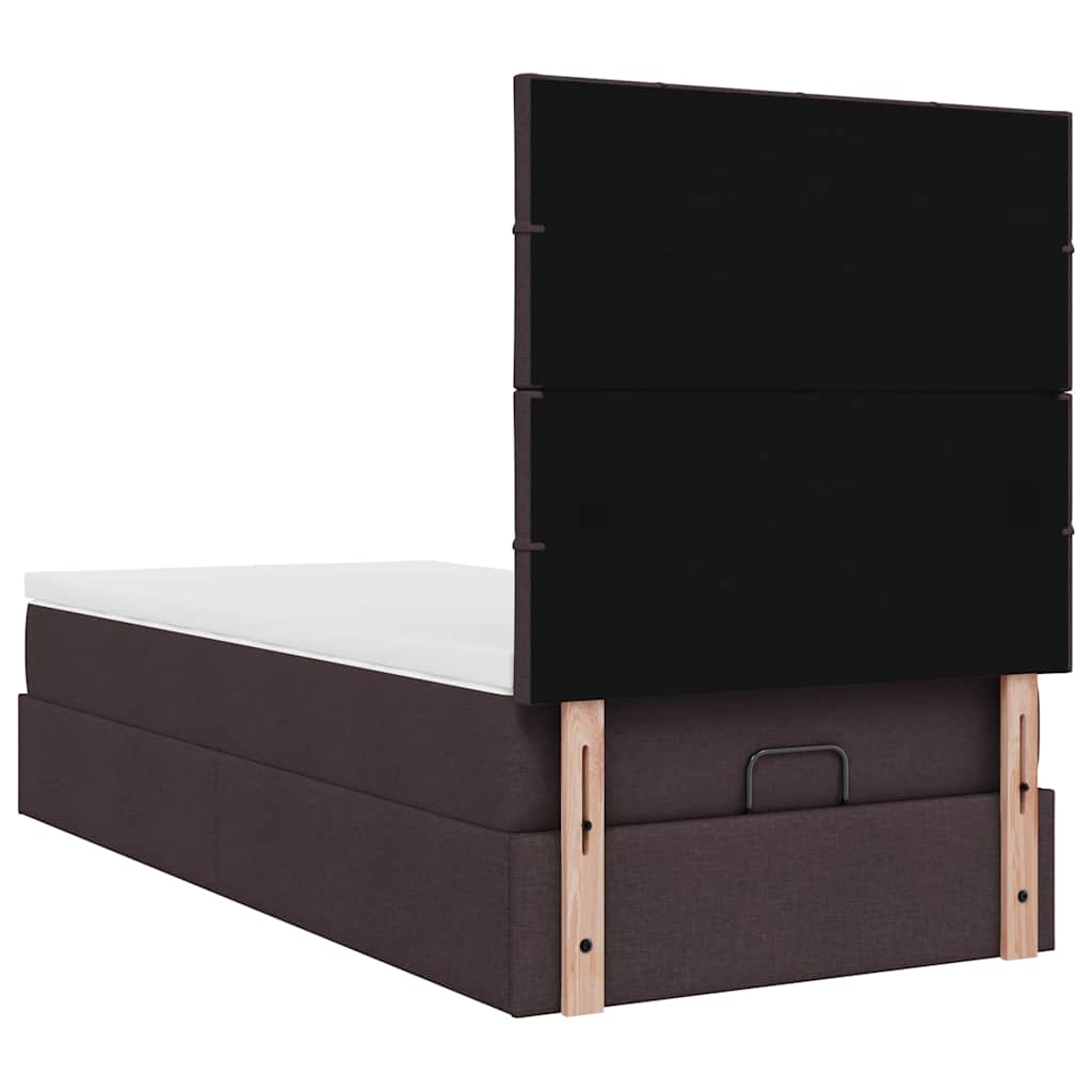 Pouf Letto con Materasso Marrone Scuro 90x200 cm in Tessuto | homemem39