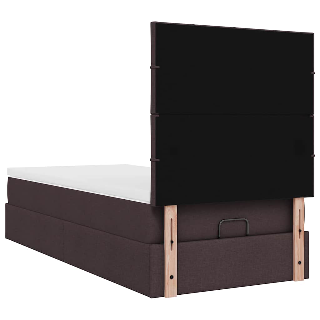 Pouf Letto con Materasso Marrone Scuro 100x200 cm in Tessuto | homemem39