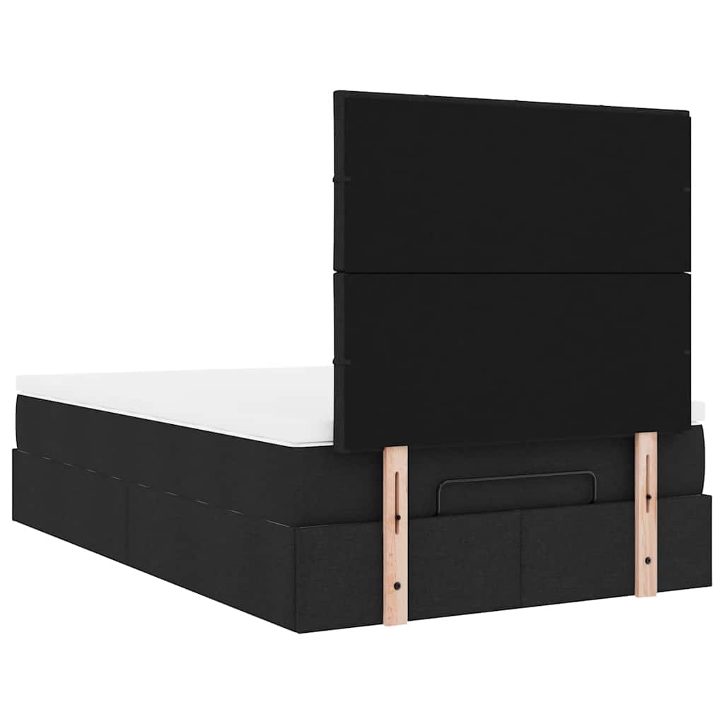 Struttura Letto Pouf con Materasso Nero 120x200 cm in Tessuto | homemem39
