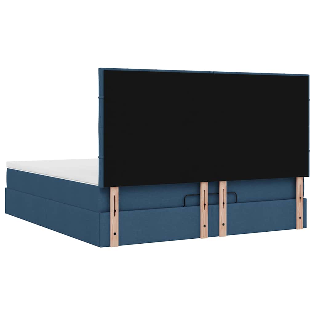 Struttura Letto Pouf con Materasso Blu 180x200cm in Tessuto - homemem39