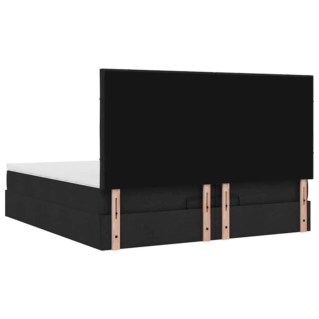 Struttura Letto Pouf con Materassi Nero 200x200 cm in Tessuto | homemem39
