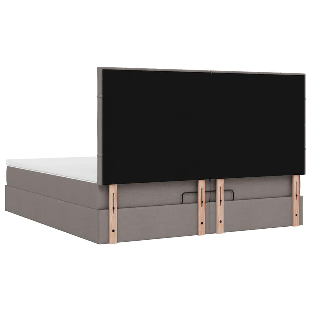 Struttura Letto Pouf con Materassi Tortora 200x200 cm Tessuto | homemem39