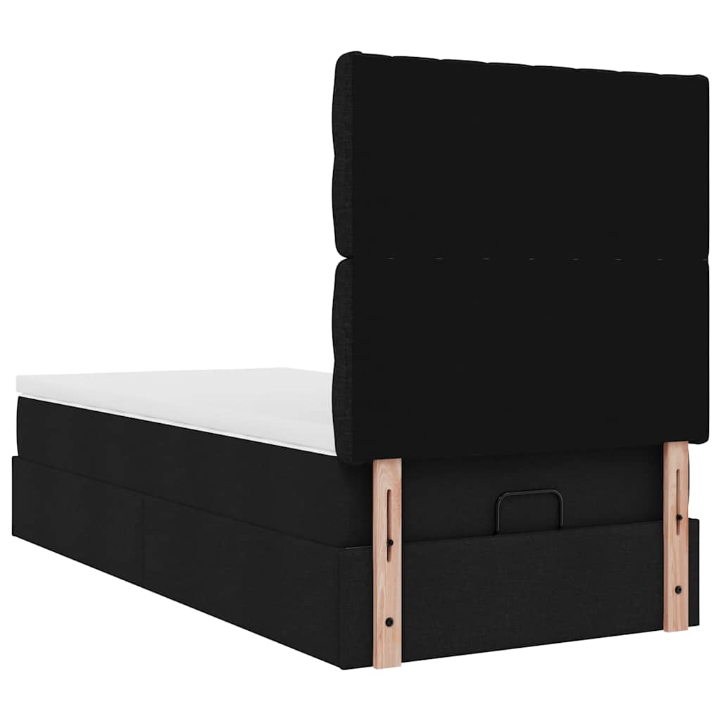 Struttura Letto Pouf con Materasso Nero 80x200 cm in Tessuto | homemem39