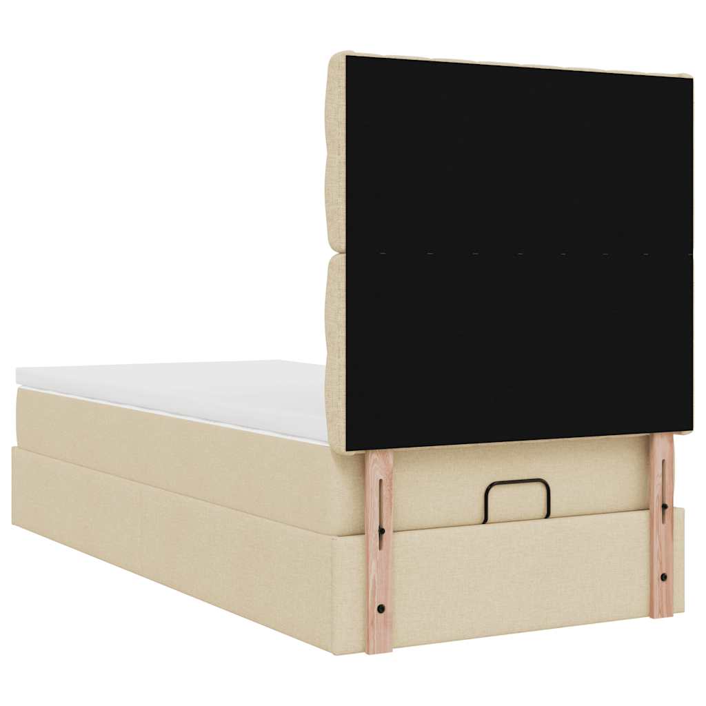 Struttura Letto Pouf con Materasso Crema 90x190 cm in Tessuto - homemem39