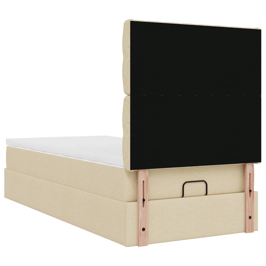 Pouf Letto con Materasso Crema 100x200 cm in Tessuto | homemem39