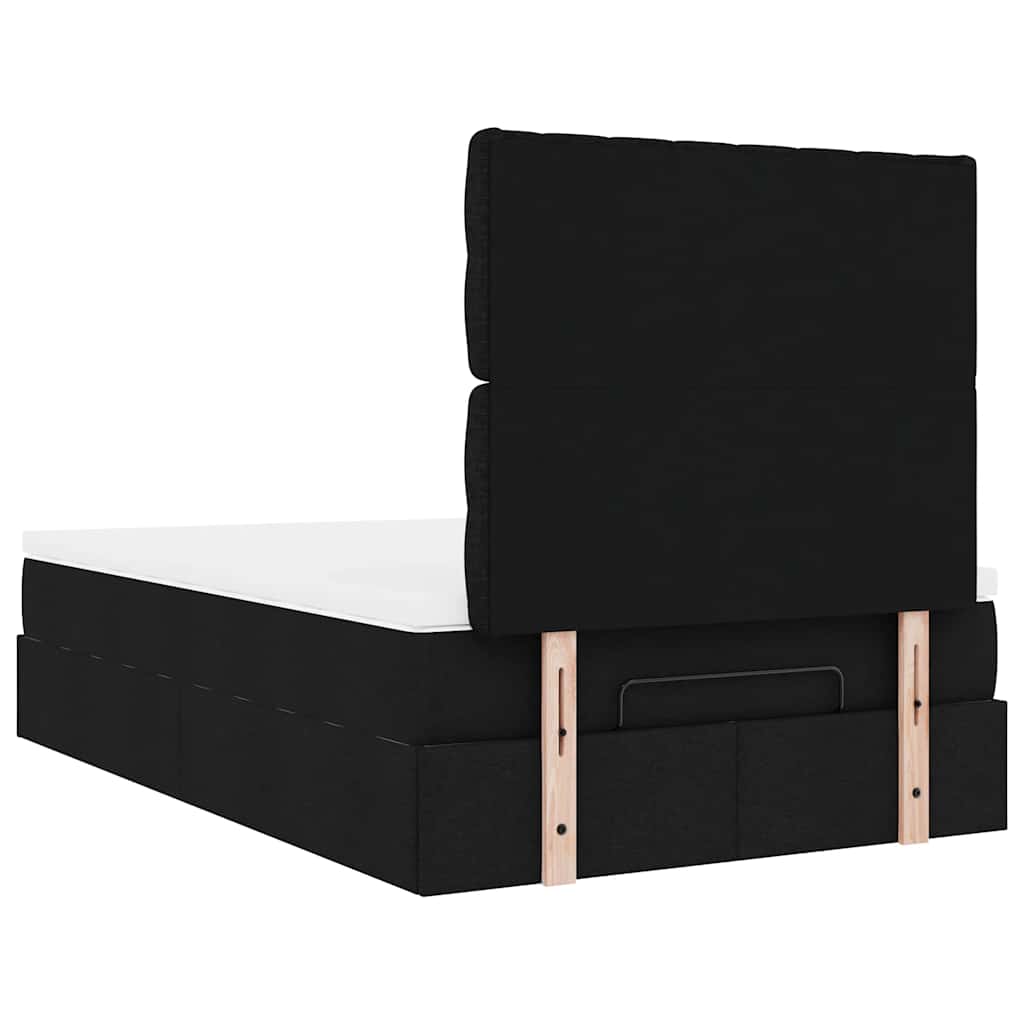 Struttura Letto Pouf con Materasso Nero 120x190 cm in Tessuto - homemem39