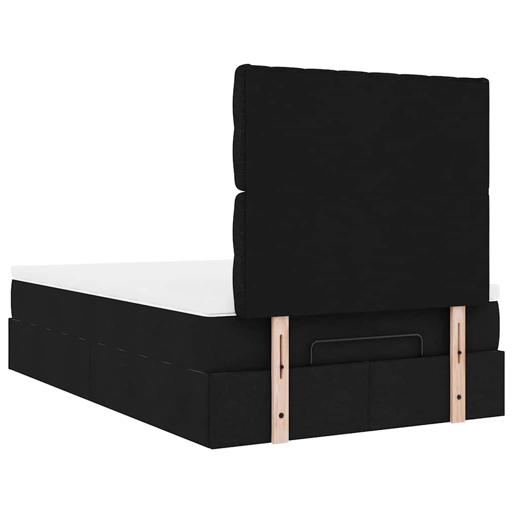 Struttura Letto Pouf con Materasso Nero 120x200 cm in Tessuto | homemem39