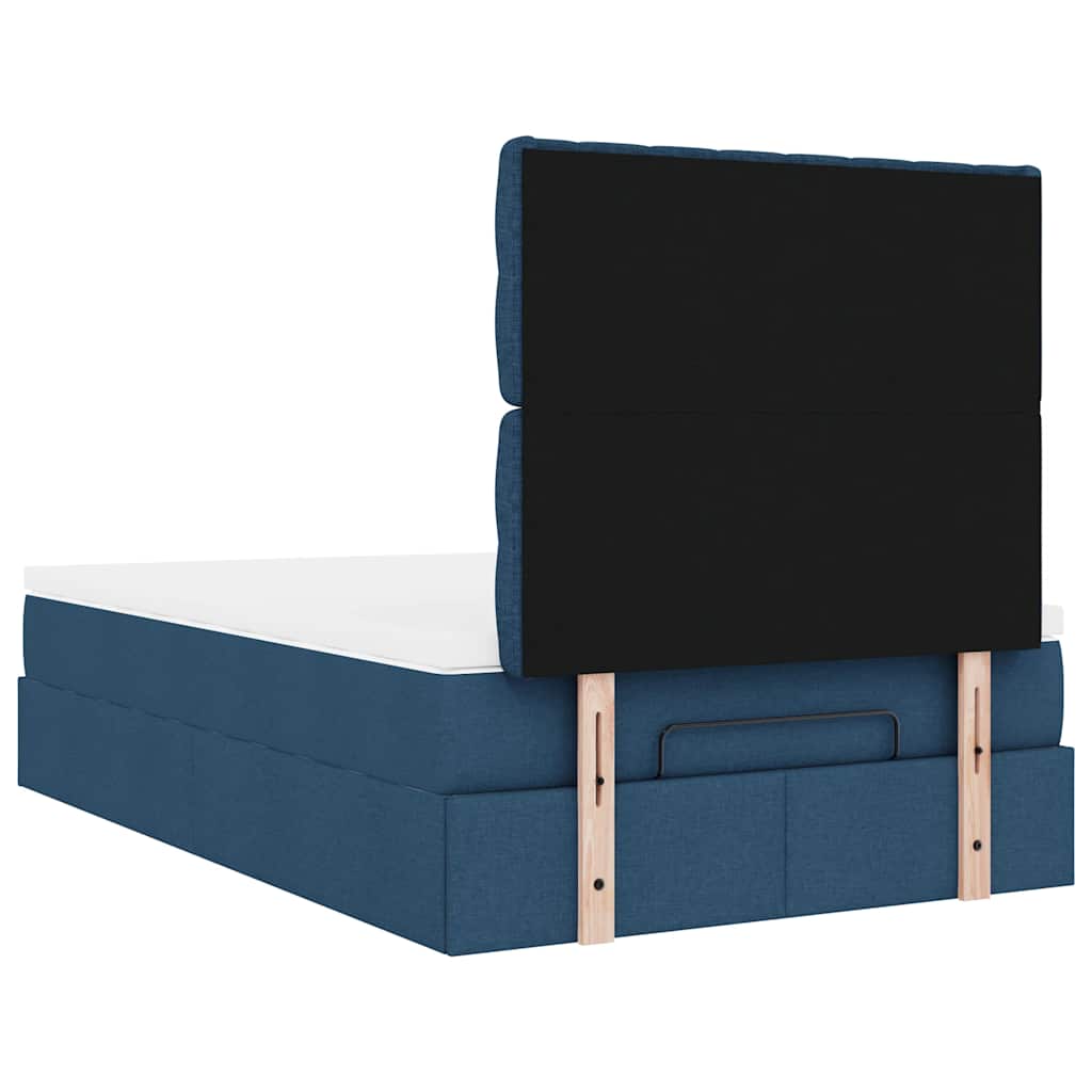 Struttura Letto Pouf con Materasso Blu 120x200 cm in Tessuto - homemem39