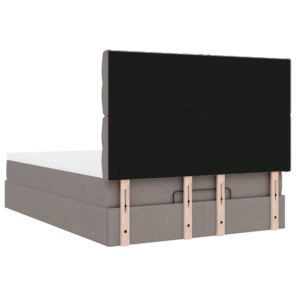 Struttura Letto Pouf con Materasso Tortora 140x190 cm Tessuto | homemem39