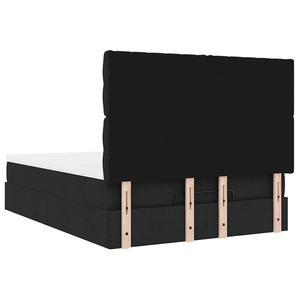 Struttura Letto Pouf con Materasso Nero 140x200 cm in Tessuto | homemem39