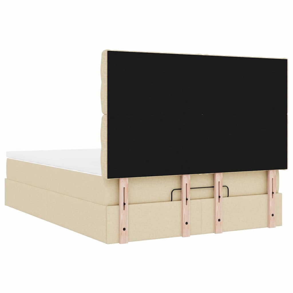 Struttura Letto Pouf con Materasso Crema 140x200 cm in Tessuto | homemem39