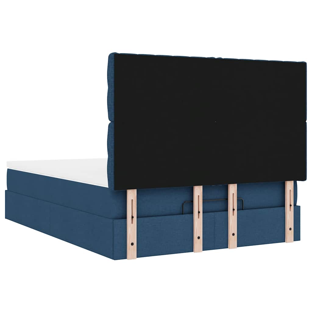 Struttura Letto Pouf con Materasso Blu 140x200cm in Tessuto | homemem39