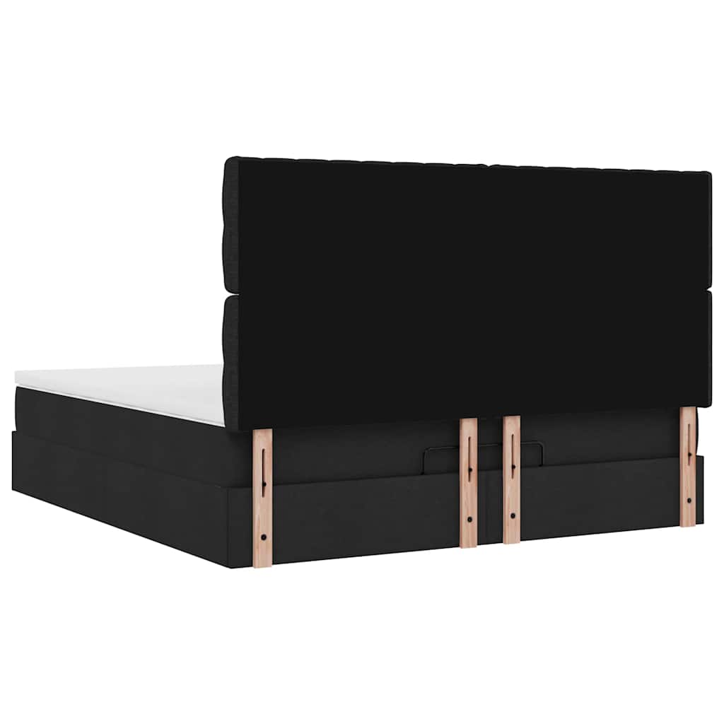Struttura Letto Pouf con Materasso Nero 180x200 cm in Tessuto - homemem39