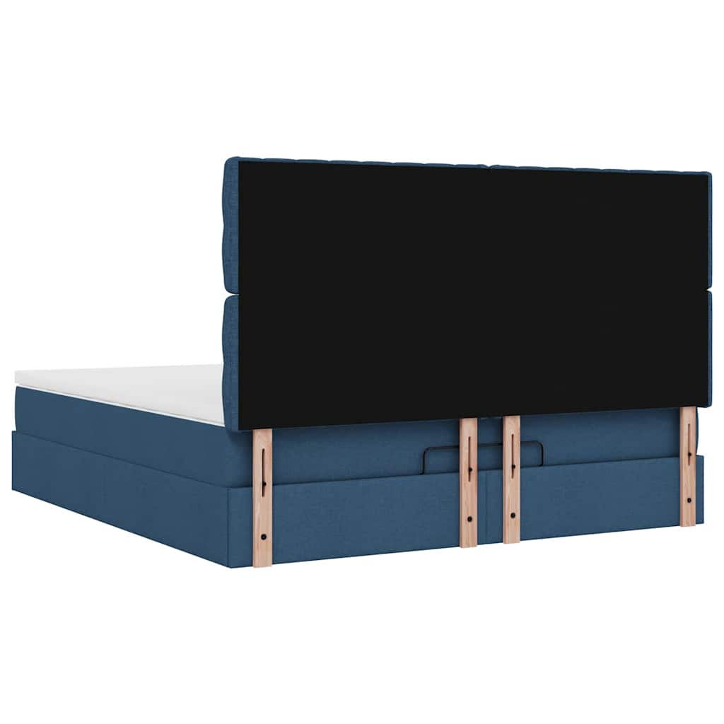 Struttura Letto Pouf con Materasso Blu 180x200cm in Tessuto | homemem39
