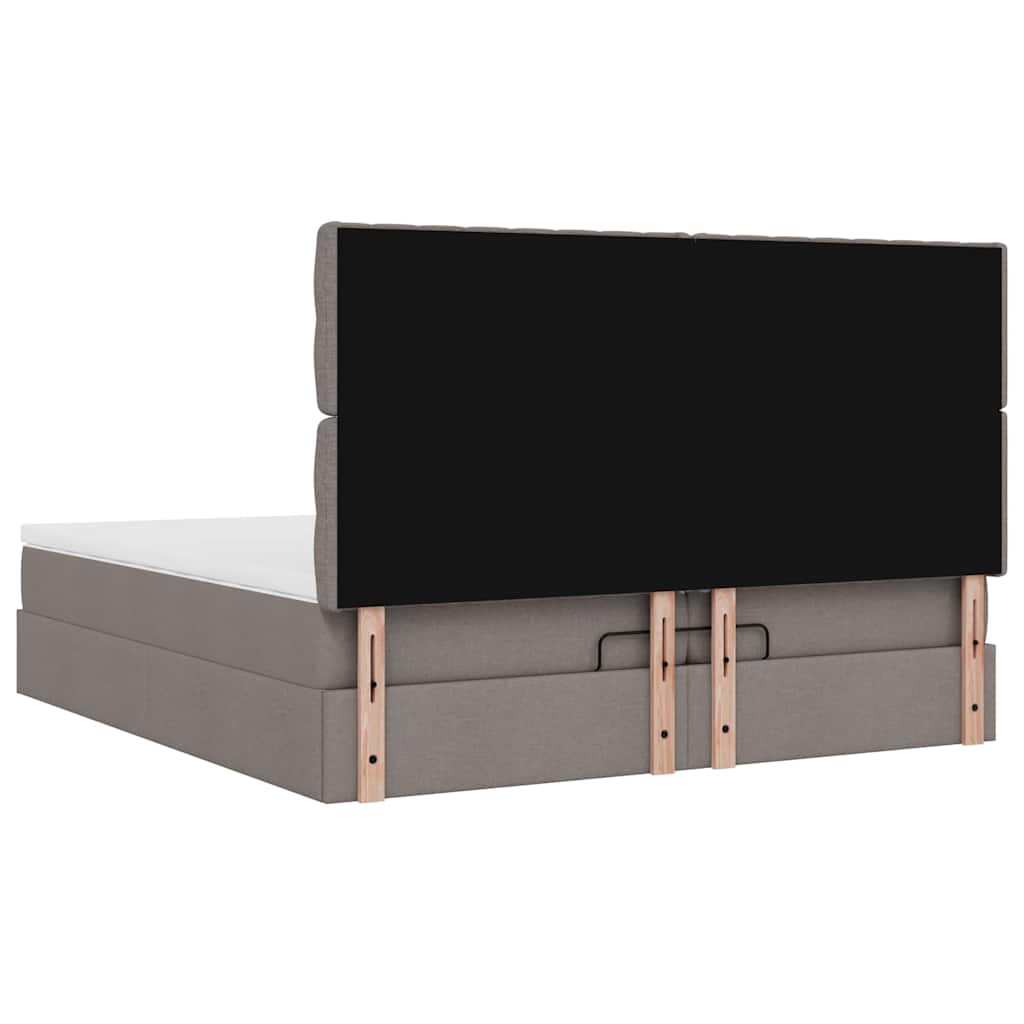 Struttura Letto Pouf con Materassi Tortora 200x200 cm Tessuto | homemem39