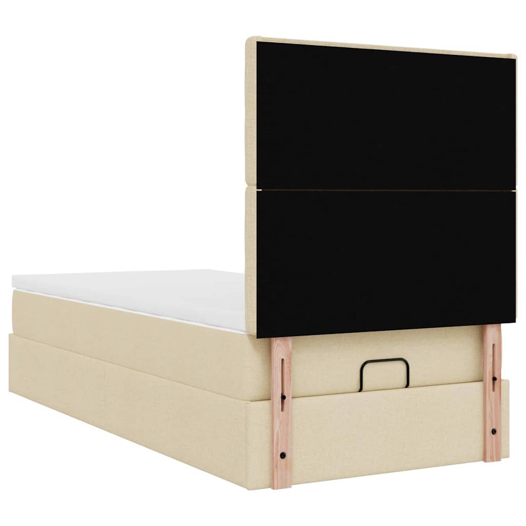 Struttura Letto Pouf con Materasso Crema 90x190 cm in Tessuto - homemem39
