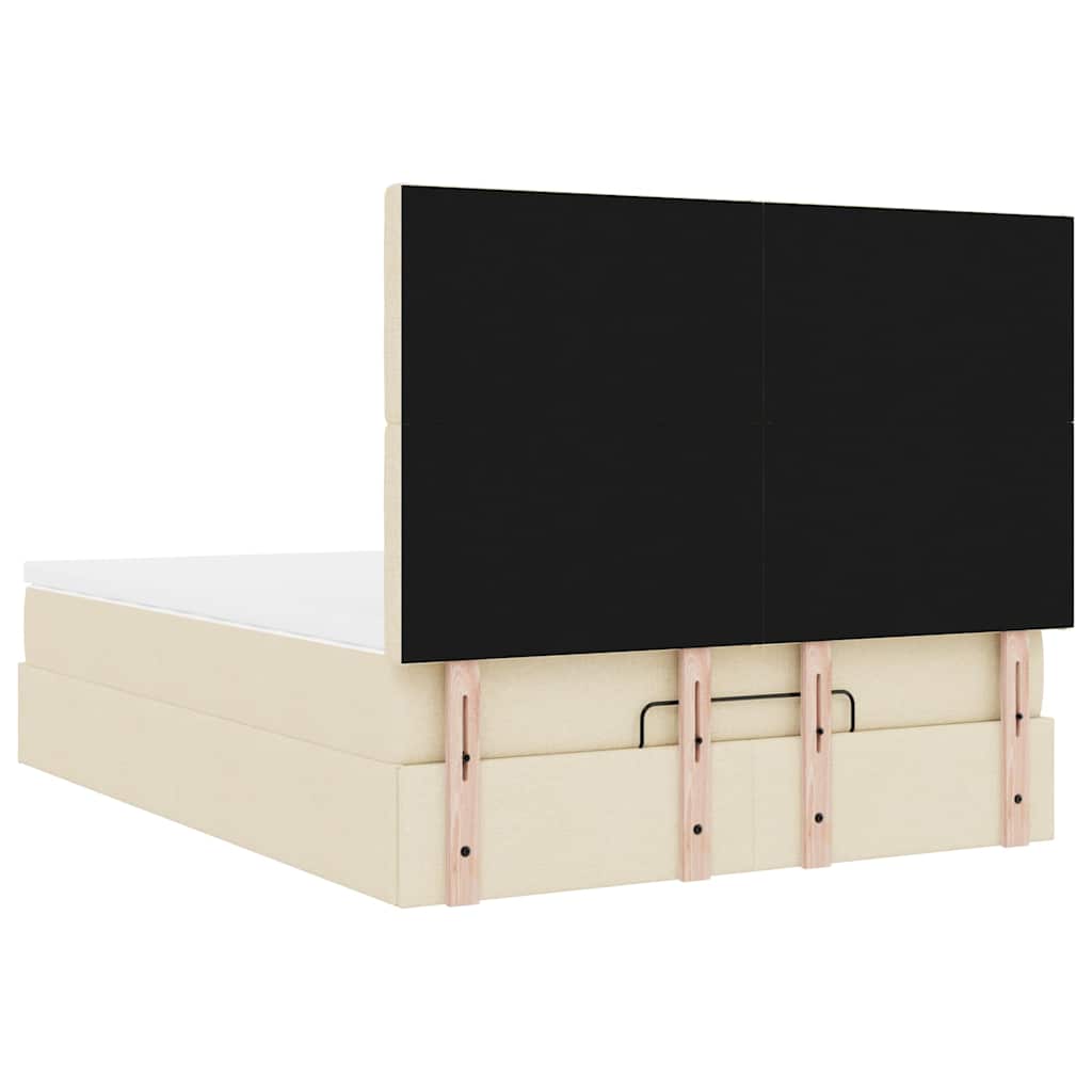 Struttura Letto Pouf con Materasso Crema 140x200 cm in Tessuto | homemem39
