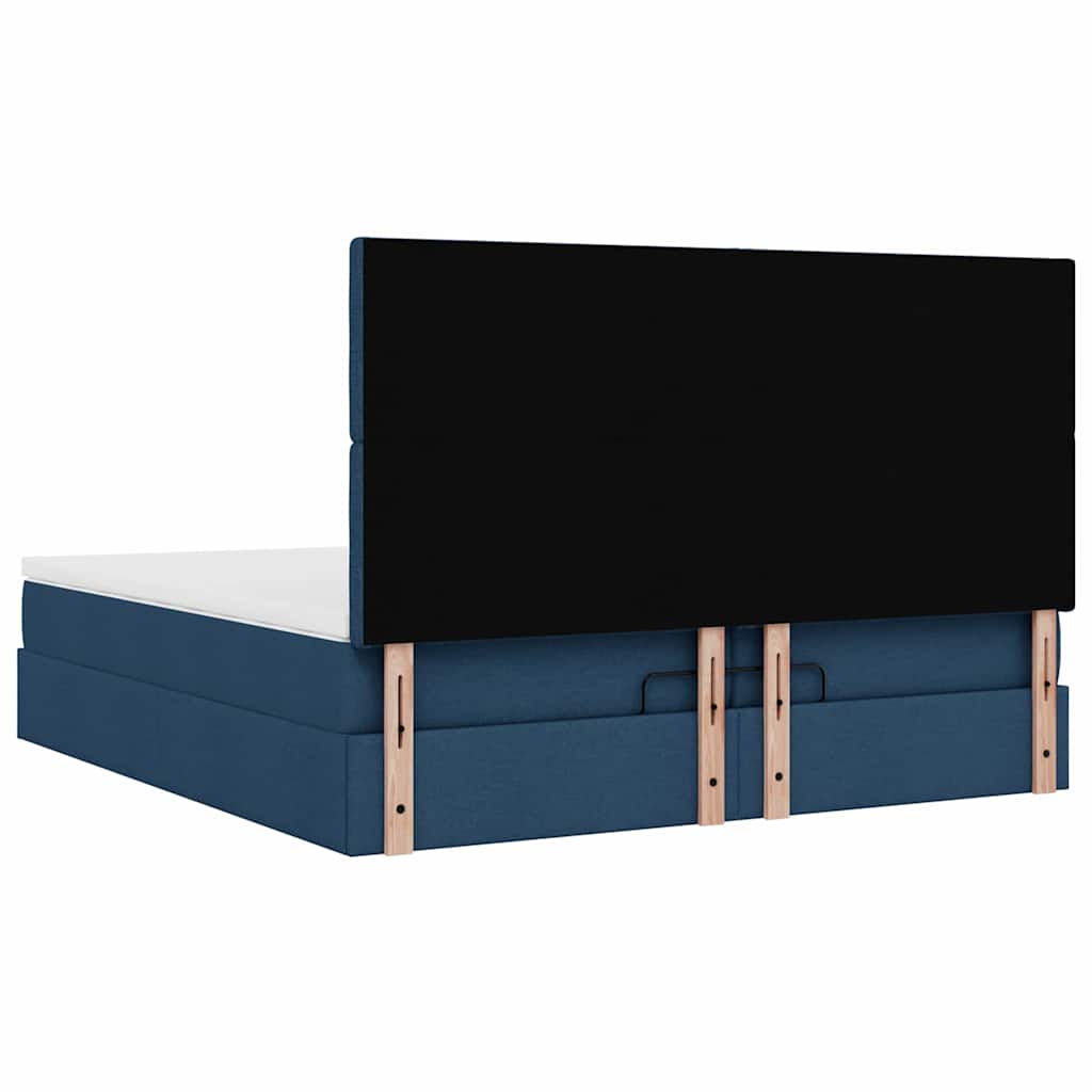 Struttura Letto Pouf con Materassi Blu 200x200 cm in Tessuto | homemem39