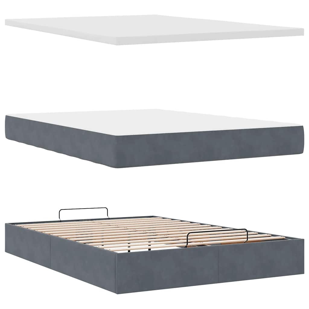 Struttura Letto Pouf con Materassi 140x190 cm Velluto | homemem39