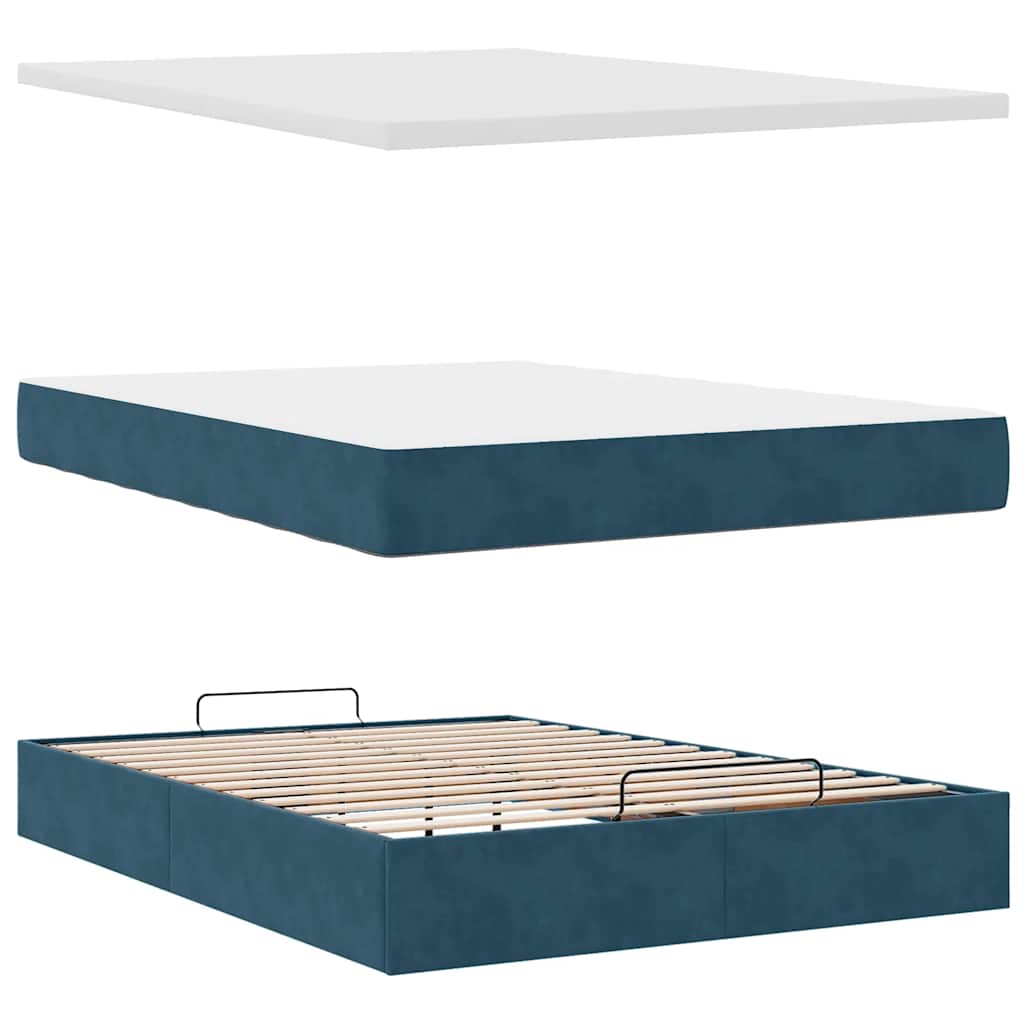 Struttura Letto Pouf con Materassi 140x190 cm in Velluto | homemem39