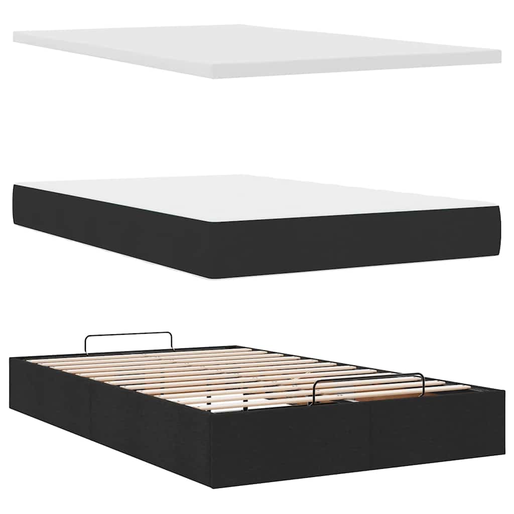Struttura Letto Pouf con Materassi Nero 120x200 cm Velluto | homemem39