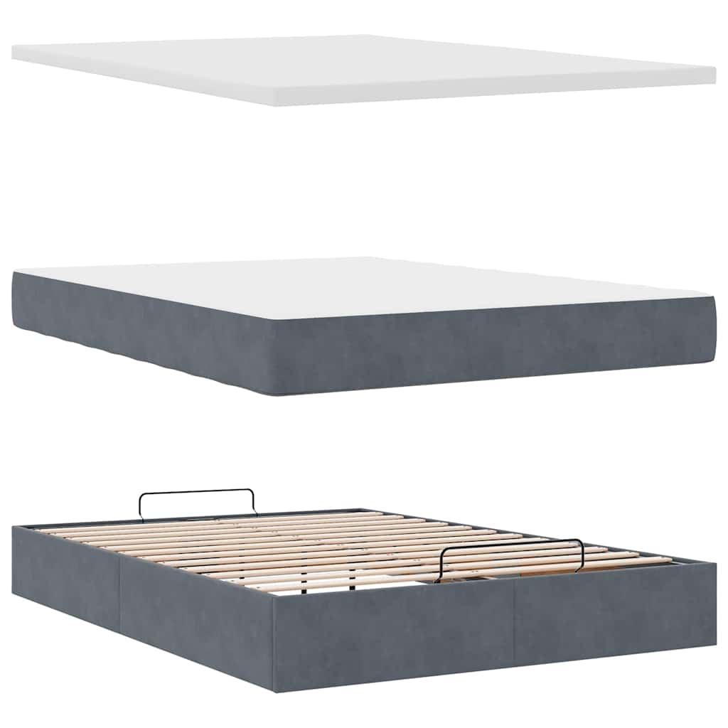 Struttura Letto Pouf con Materassi 140x190 cm Velluto | homemem39