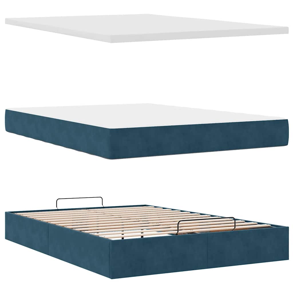 Struttura Letto Pouf con Materassi 140x190 cm in Velluto | homemem39
