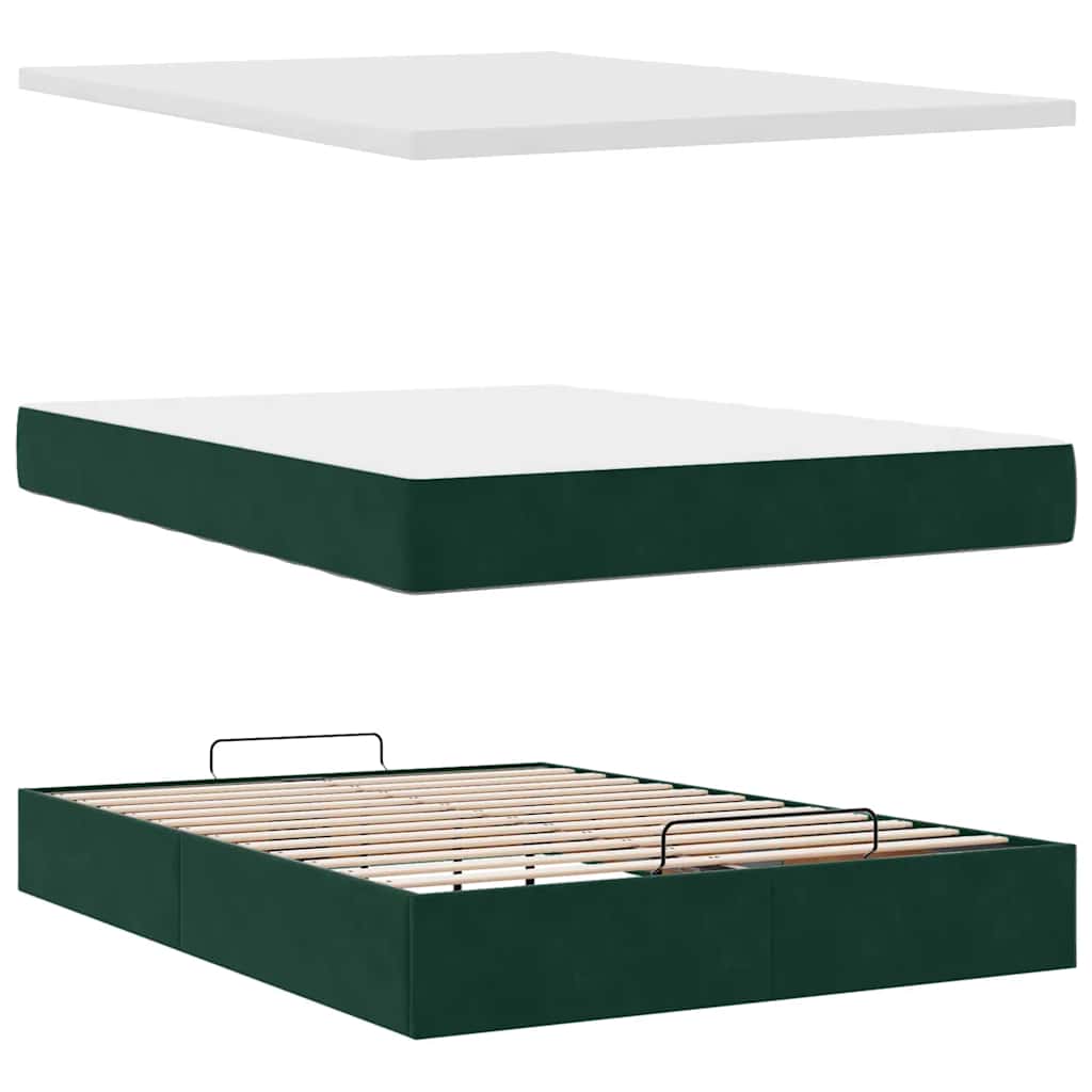 Struttura Letto Pouf con Materassi 140x200 cm in Velluto | homemem39
