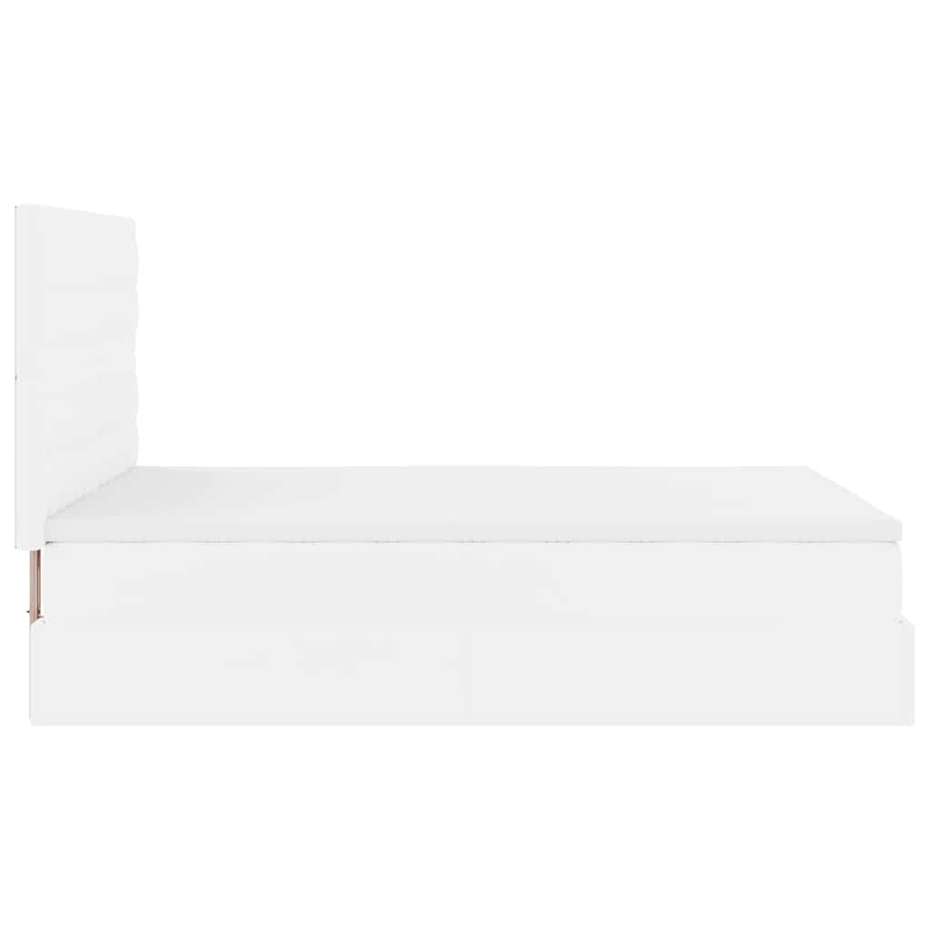 Struttura Letto Pouf con Materasso Bianco 140x200 cm Similpelle | homemem39