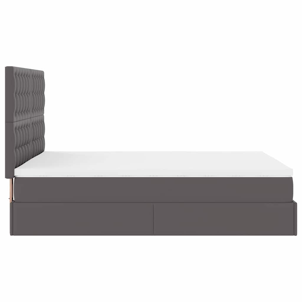 Struttura Letto Pouf con Materasso Grigio 140x200 cm Similpelle | homemem39