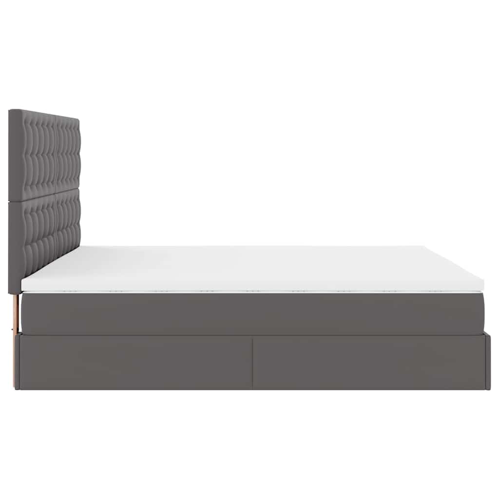 Struttura Letto Pouf con Materassi Grigio 200x200 cm Similpelle | homemem39