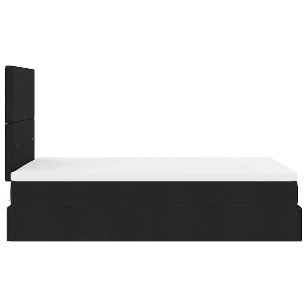 Struttura Letto Pouf con Materasso Nero 120x200 cm in Tessuto | homemem39