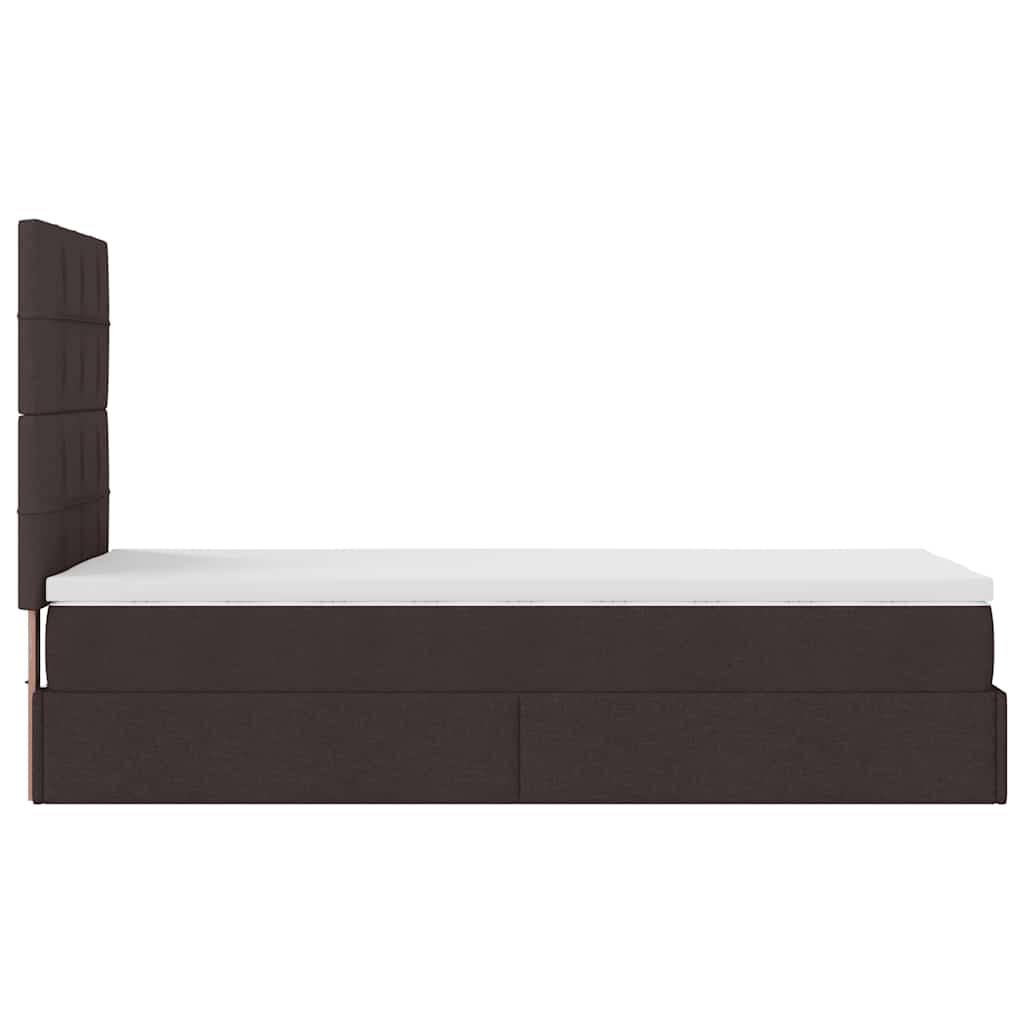 Pouf Letto con Materasso e LED Marrone Scuro 90x200 cm Tessuto | homemem39