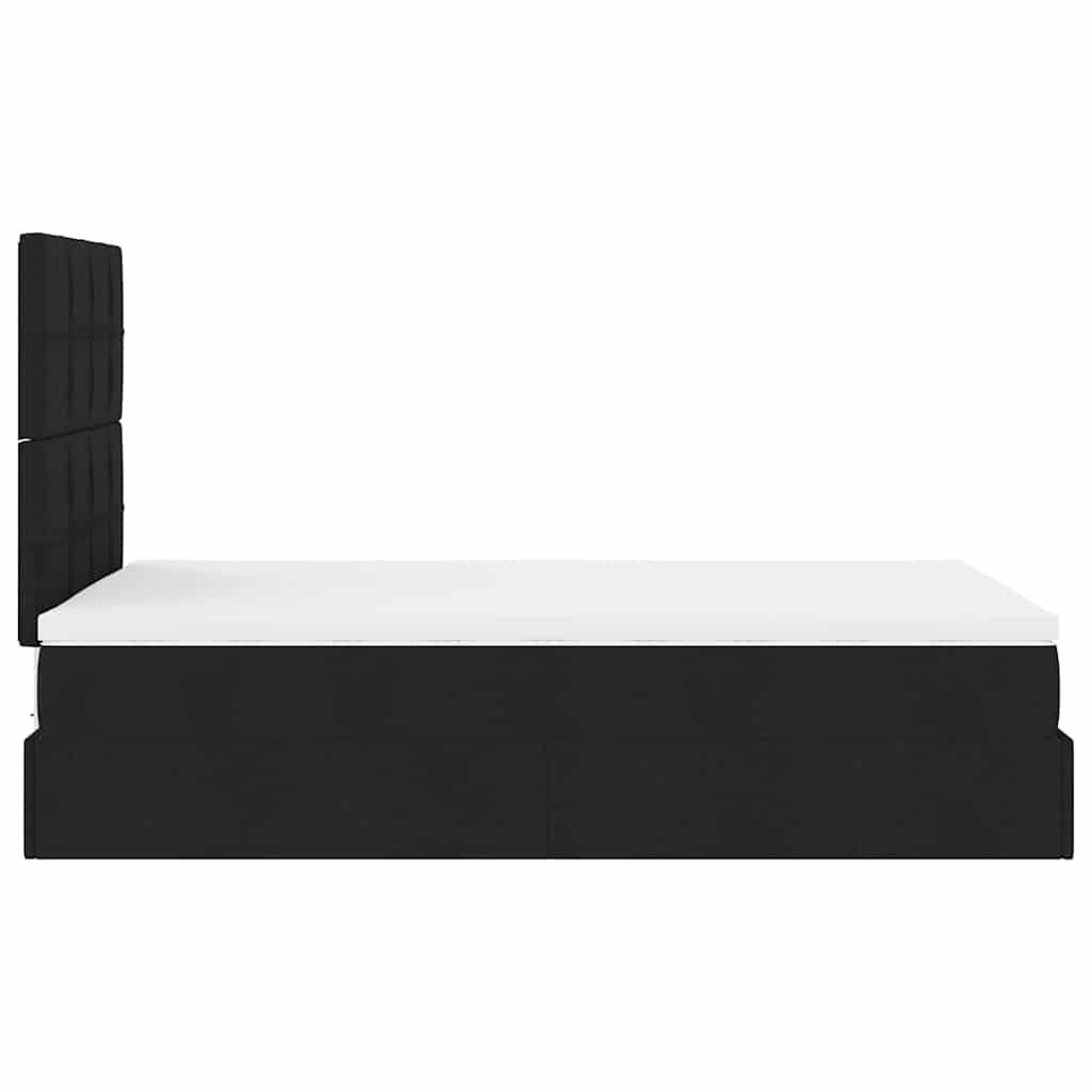 Struttura Letto Pouf con Materasso Nero 120x190 cm in Tessuto | homemem39