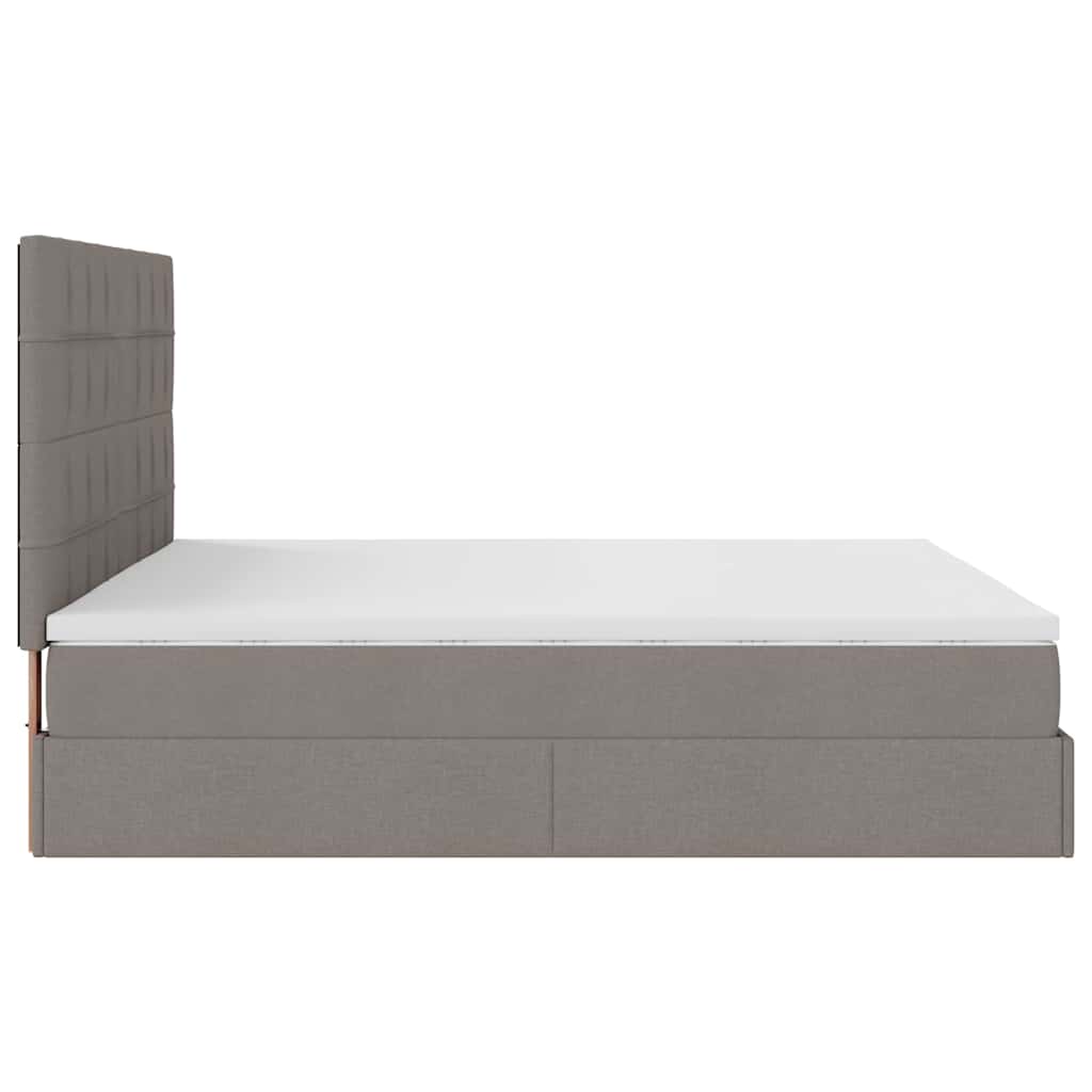 Struttura Letto Pouf con Materassi Tortora 200x200 cm Tessuto | homemem39