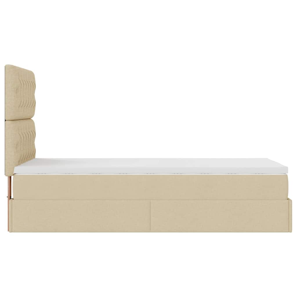 Struttura Letto Pouf con Materasso Crema 80x200 cm in Tessuto | homemem39