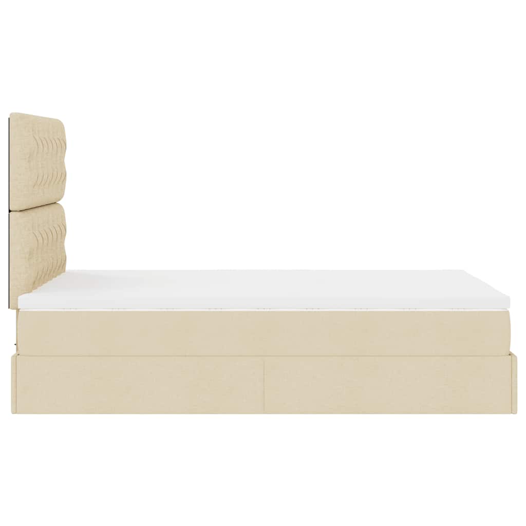 Struttura Letto Pouf con Materasso Crema 120x190 cm in Tessuto | homemem39