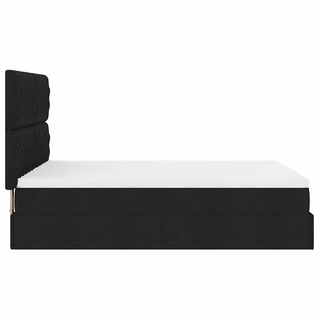Struttura Letto Pouf con Materasso Nero 140x200 cm in Tessuto - homemem39