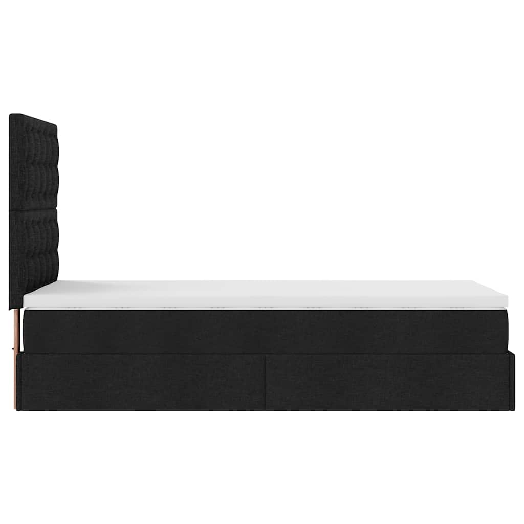Struttura Letto Pouf con Materasso Nero 100x200 cm in Tessuto | homemem39