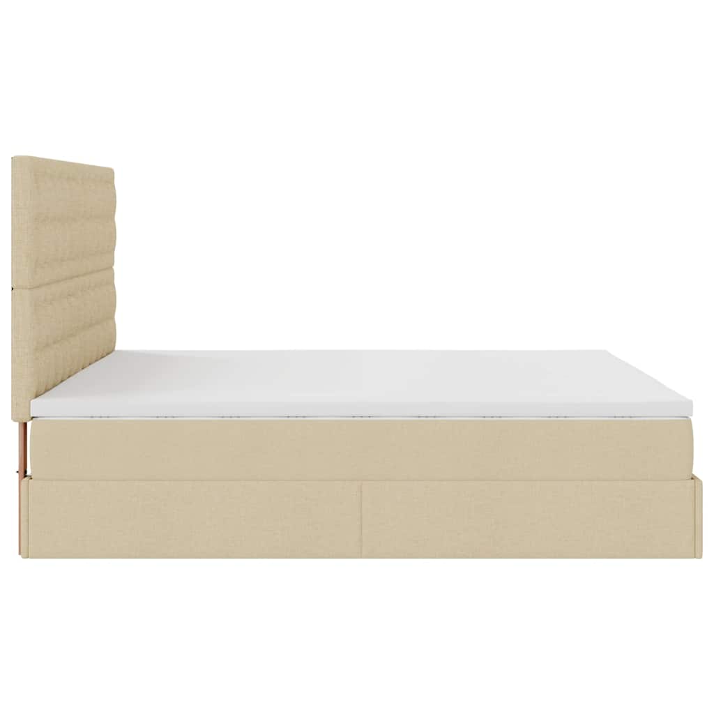 Struttura Letto Pouf con Materasso Crema 180x200 cm in Tessuto | homemem39