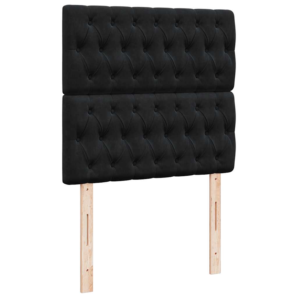 Struttura Letto Pouf con Materassi Nero 100x200 cm Velluto | homemem39